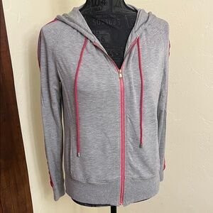 Trina Turk Gray Hoodie with Pink Accents